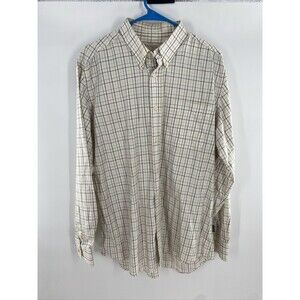 Beretta Shirt Long Sleeve Men's Large Plaid Check Cotton/Poly Button Down Collar